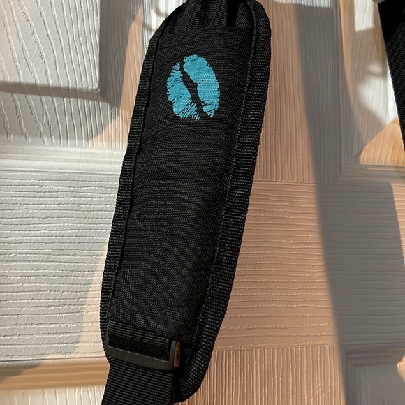 Lula Lifestyle Computer Tote Crossbody Messenger Bag black turquoise 11” - Picture 2 of 7